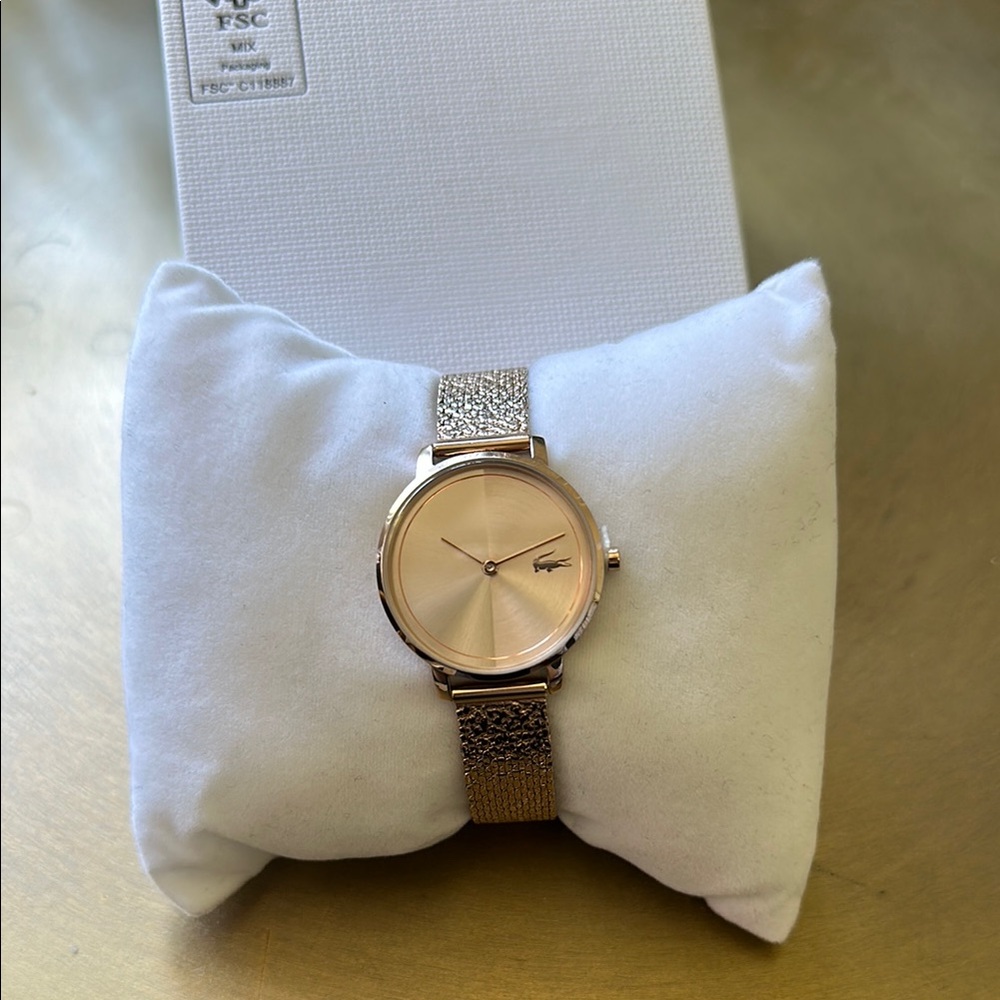 Lacoste Rose Gold Mesh Watch Minimalist Design